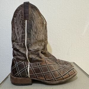 HP Brown Plaid Leather Cowboy Boots. #HP1082. Size 10 EE
